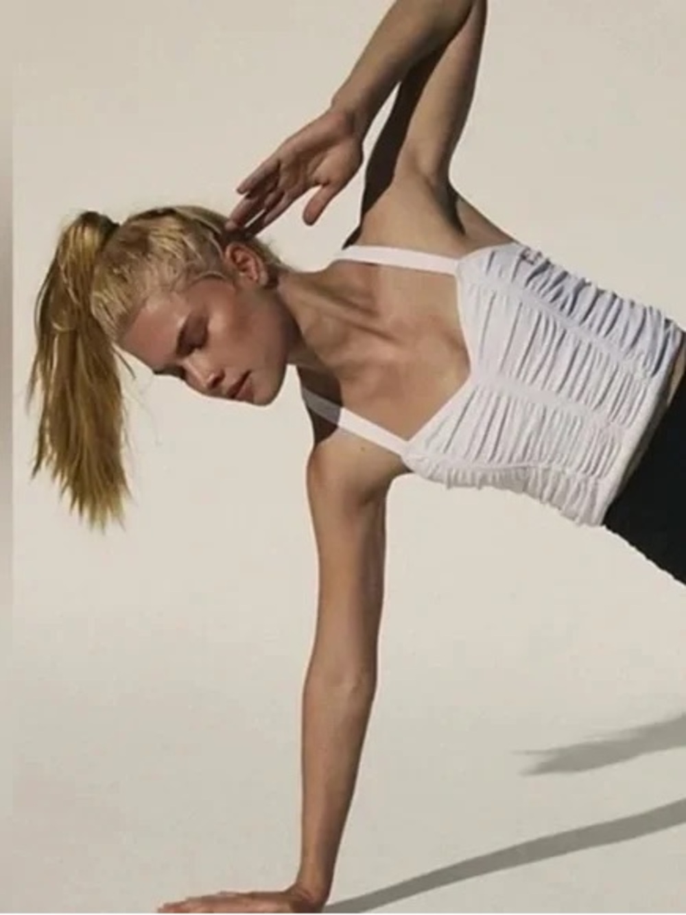Free People Movement White Ruched Longline Sports Bra Tank M/L NWOT